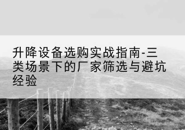 合肥移动式升降机厂家推荐-升降设备选购实战指南-三类场景下的厂家筛选与避坑经验